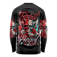 Devil Skull Long Sleeve Shirt Little Bit Of Devil In These Angel eyes - Wonder Print Shop