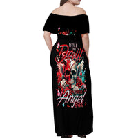 Devil Skull Off Shoulder Maxi Dress Little Bit Of Devil In These Angel eyes - Wonder Print Shop