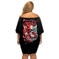 Devil Skull Off Shoulder Short Dress Little Bit Of Devil In These Angel eyes - Wonder Print Shop