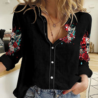 Devil Skull Women Casual Shirt Little Bit Of Devil In These Angel eyes - Wonder Print Shop