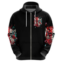 Devil Skull Zip Hoodie Little Bit Of Devil In These Angel eyes - Wonder Print Shop