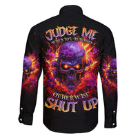 Flame Skull Family Matching Long Sleeve Bodycon Dress and Hawaiian Shirt Judge Me When You Reperfect Otherwise Shut Up - Wonder Print Shop