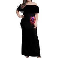 Flame Skull Off Shoulder Maxi Dress Judge Me When You Reperfect Otherwise Shut Up - Wonder Print Shop