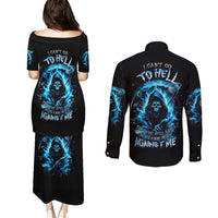 Skull Reaper Couples Matching Puletasi and Long Sleeve Button Shirt I Can't Go To Hell The Devil Still Has A Restraining Order Against Me - Wonder Print Shop