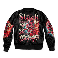 Devil Skull Bomber Jacket Stuck Between IDK IDC and IDGAF - Wonder Print Shop