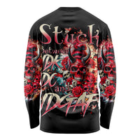 Devil Skull Long Sleeve Shirt Stuck Between IDK IDC and IDGAF - Wonder Print Shop