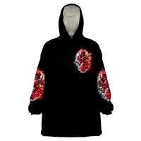 Devil Skull Wearable Blanket Hoodie Stuck Between IDK IDC and IDGAF - Wonder Print Shop