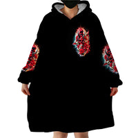 Devil Skull Wearable Blanket Hoodie Stuck Between IDK IDC and IDGAF - Wonder Print Shop