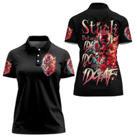 Devil Skull Women Polo Shirt Stuck Between IDK IDC and IDGAF - Wonder Print Shop