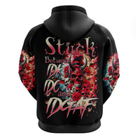 Devil Skull Zip Hoodie Stuck Between IDK IDC and IDGAF - Wonder Print Shop