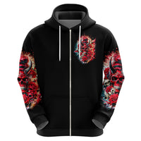 Devil Skull Zip Hoodie Stuck Between IDK IDC and IDGAF - Wonder Print Shop