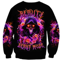 Rose Skull Sweatshirt Beasuty In Beast Mode - Wonder Print Shop