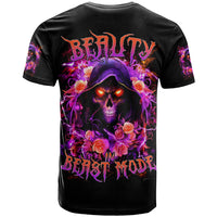 Rose Skull T Shirt Beasuty In Beast Mode - Wonder Print Shop