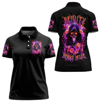 Rose Skull Women Polo Shirt Beasuty In Beast Mode - Wonder Print Shop