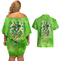 Irish Skull Couples Matching Off Shoulder Short Dress and Hawaiian Shirt Irish Today - Wonder Print Shop