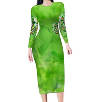 Irish Skull Long Sleeve Bodycon Dress Irish Today - Wonder Print Shop