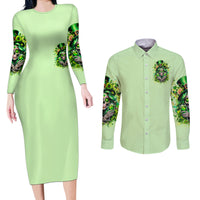 Irish Skull Couples Matching Long Sleeve Bodycon Dress and Long Sleeve Button Shirt Drink Up Bitches - Wonder Print Shop