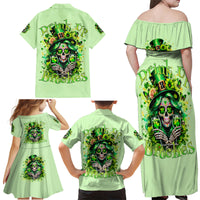 Irish Skull Family Matching Off Shoulder Maxi Dress and Hawaiian Shirt Drink Up Bitches - Wonder Print Shop