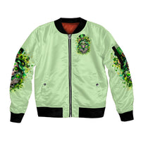 Irish Skull Sleeve Zip Bomber Jacket Drink Up Bitches - Wonder Print Shop