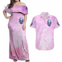 Rose Skull Couples Matching Off Shoulder Maxi Dress and Hawaiian Shirt Bullshit So The Bitch In Me Come Out To Play - Wonder Print Shop