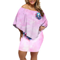 Rose Skull Off Shoulder Short Dress Bullshit So The Bitch In Me Come Out To Play - Wonder Print Shop