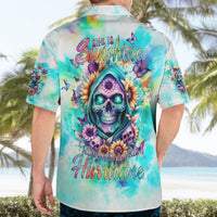 Flower Skull Hawaiian Shirt She Is Sunshine Mixed With A Little Hurricane - Wonder Print Shop
