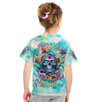 Flower Skull Kid T Shirt She Is Sunshine Mixed With A Little Hurricane - Wonder Print Shop