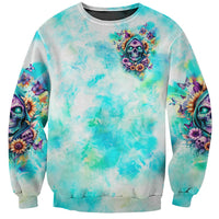 Flower Skull Sweatshirt She Is Sunshine Mixed With A Little Hurricane - Wonder Print Shop