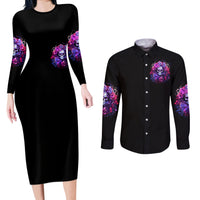 Flower Skull Couples Matching Long Sleeve Bodycon Dress and Long Sleeve Button Shirt The Good Girl In Me Got Tired Of The Bullshit So The Bitch In Me Came Out To Play - Wonder Print Shop