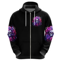 Flower Skull Zip Hoodie The Good Girl In Me Got Tired Of The Bullshit So The Bitch In Me Came Out To Play - Wonder Print Shop