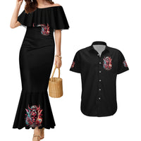 Devil Skull Couples Matching Mermaid Dress and Hawaiian Shirt The Perseon I Afraid Of Is Myself That Fucker Is Crazy - Wonder Print Shop
