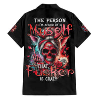 Devil Skull Family Matching Long Sleeve Bodycon Dress and Hawaiian Shirt The Perseon I Afraid Of Is Myself That Fucker Is Crazy - Wonder Print Shop