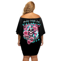 Rose Skull Family Matching Off Shoulder Short Dress and Hawaiian Shirt Hater Make Me Famous So Keep On Hating Me Bitch - Wonder Print Shop