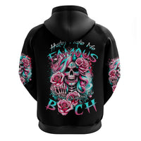 Rose Skull Hoodie Hater Make Me Famous So Keep On Hating Me Bitch - Wonder Print Shop