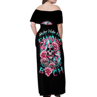 Rose Skull Off Shoulder Maxi Dress Hater Make Me Famous So Keep On Hating Me Bitch - Wonder Print Shop