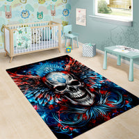 Wings Skull Area Rug People Are Asking Me Which Sign I was Born Under I Was Born Under A Warning Sigh - Wonder Print Shop