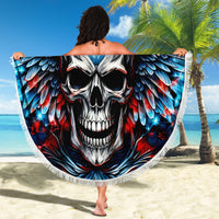 Wings Skull Beach Blanket People Are Asking Me Which Sign I was Born Under I Was Born Under A Warning Sigh - Wonder Print Shop