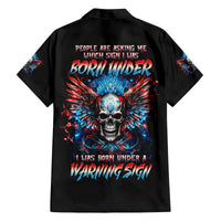 Wings Skull Family Matching Puletasi and Hawaiian Shirt People Are Asking Me Which Sign I was Born Under I Was Born Under A Warning Sigh - Wonder Print Shop