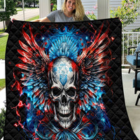 Wings Skull Quilt People Are Asking Me Which Sign I was Born Under I Was Born Under A Warning Sigh - Wonder Print Shop