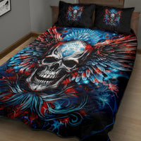 Wings Skull Quilt Bed Set People Are Asking Me Which Sign I was Born Under I Was Born Under A Warning Sigh - Wonder Print Shop