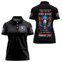 Wings Skull Women Polo Shirt People Are Asking Me Which Sign I was Born Under I Was Born Under A Warning Sigh - Wonder Print Shop