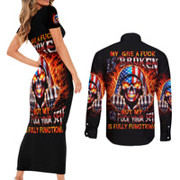 My Give A Fuck Is Broken But My Go Fuck Your Self Couples Matching Short Sleeve Bodycon Dress and Long Sleeve Button Shirt - Wonder Print Shop