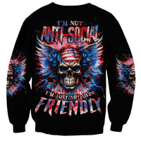 American Skull Sweatshirt I'm Not Anti Social I'm Just Not User Friendly - Wonder Print Shop