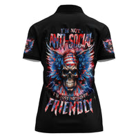 American Skull Women Polo Shirt I'm Not Anti Social I'm Just Not User Friendly - Wonder Print Shop