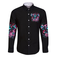 Rose Skull Family Matching Off Shoulder Short Dress and Hawaiian Shirt Heaven Don't Want Me And Hell's Afraid I'll Take Over - Wonder Print Shop