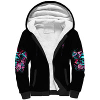 Rose Skull Sherpa Hoodie Heaven Don't Want Me And Hell's Afraid I'll Take Over - Wonder Print Shop