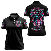 Rose Skull Women Polo Shirt Heaven Don't Want Me And Hell's Afraid I'll Take Over - Wonder Print Shop