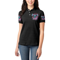 Rose Skull Women Polo Shirt Heaven Don't Want Me And Hell's Afraid I'll Take Over - Wonder Print Shop