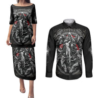 Skull Couples Matching Puletasi Dress and Long Sleeve Button Shirts Ethereal Reapers Skull-Faced Death Angels - Wonder Print Shop