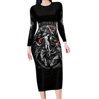 Skull Long Sleeve Bodycon Dress Ethereal Reapers Skull-Faced Death Angels - Wonder Print Shop